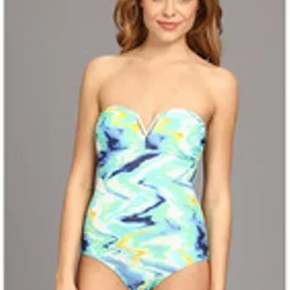 VINCE CAMUTO Blue Blend Bandeau One Piece Size 8 - Picture 2 of 7